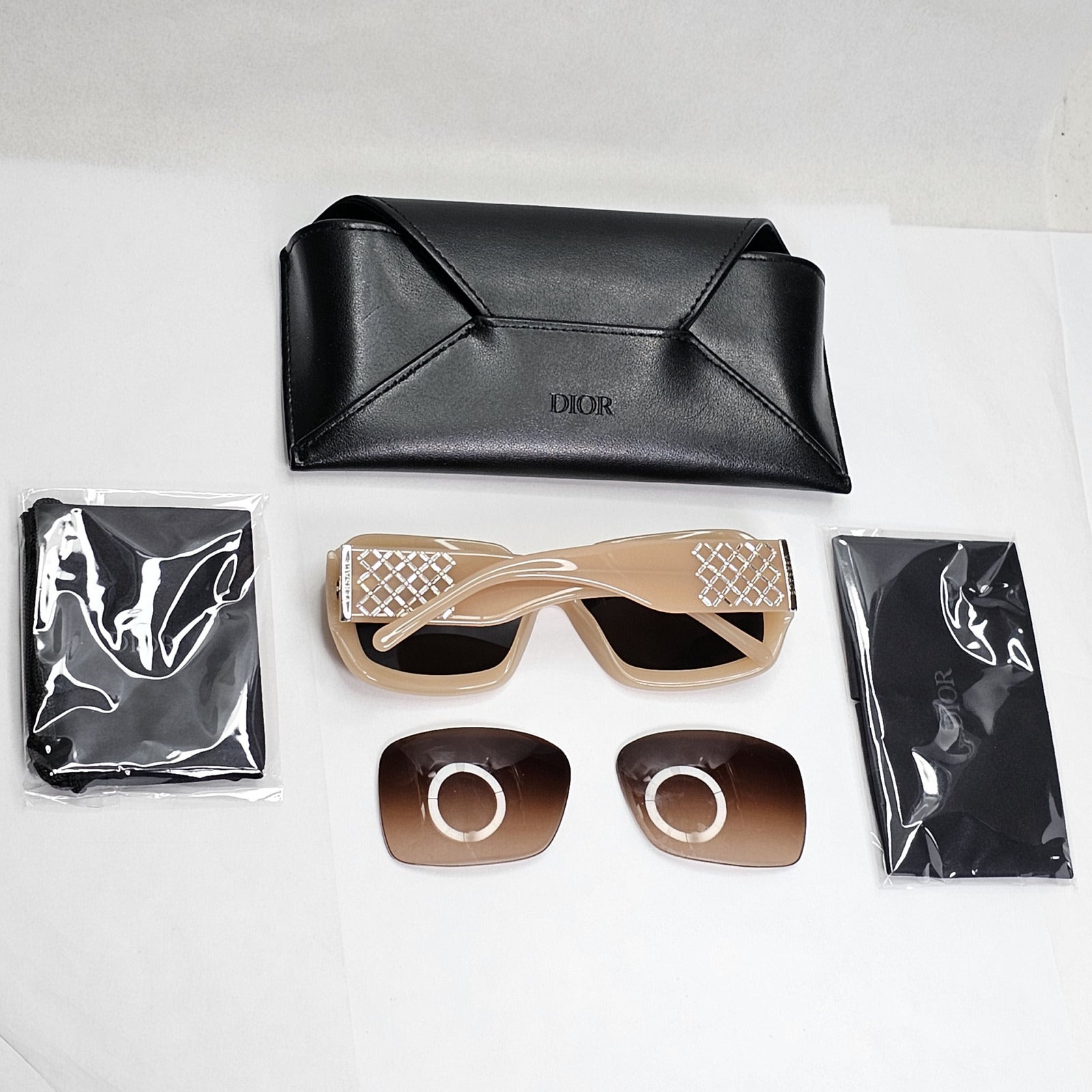 Versace Sunglasses Beige Nude Square Crystal Black MOD VE 4147-B 329/13 141223