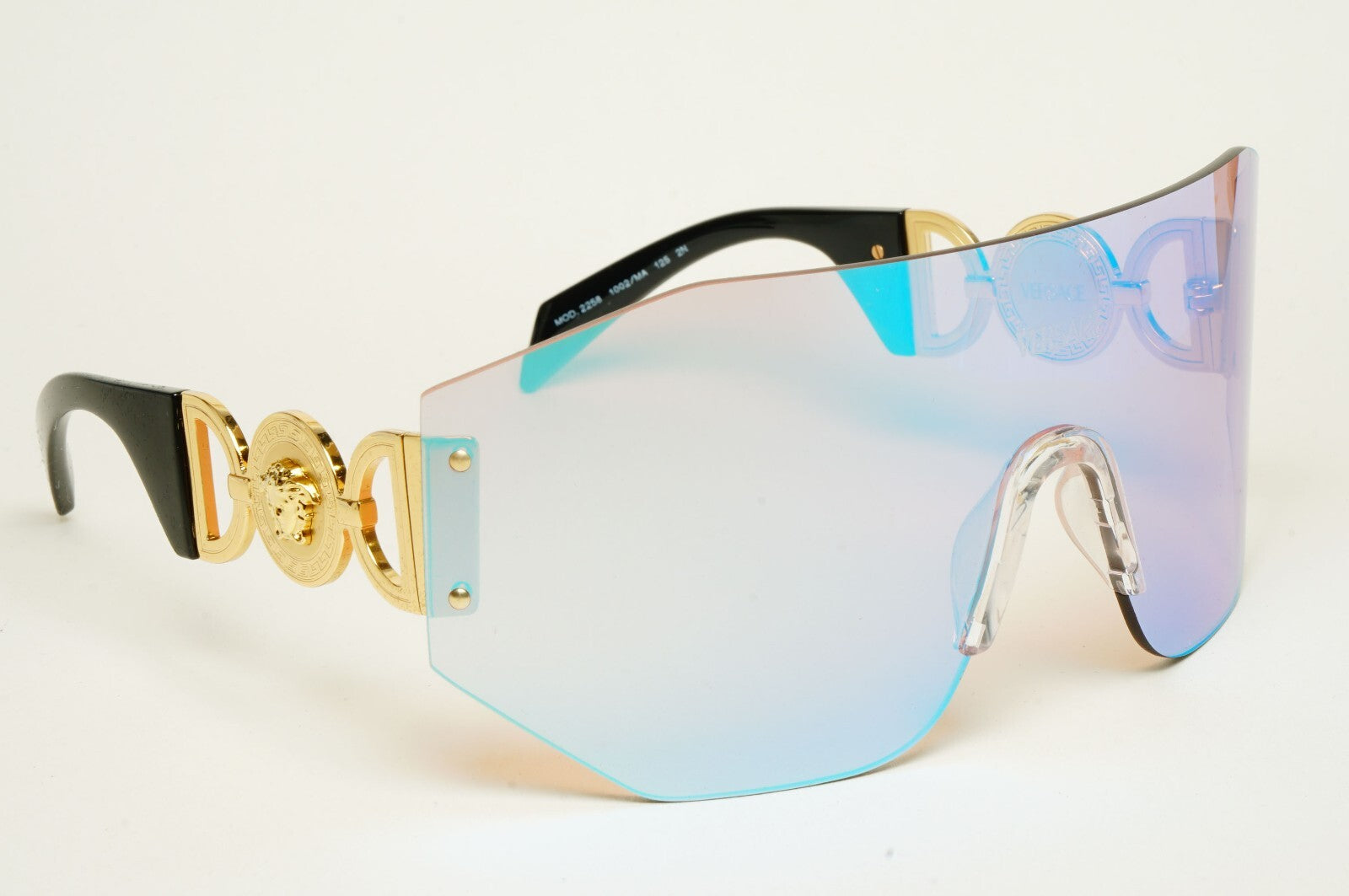 Versace Sunglasses Unisex Gold Medusa Shield Visor Ski Large MOD VE 2258 1002/MA