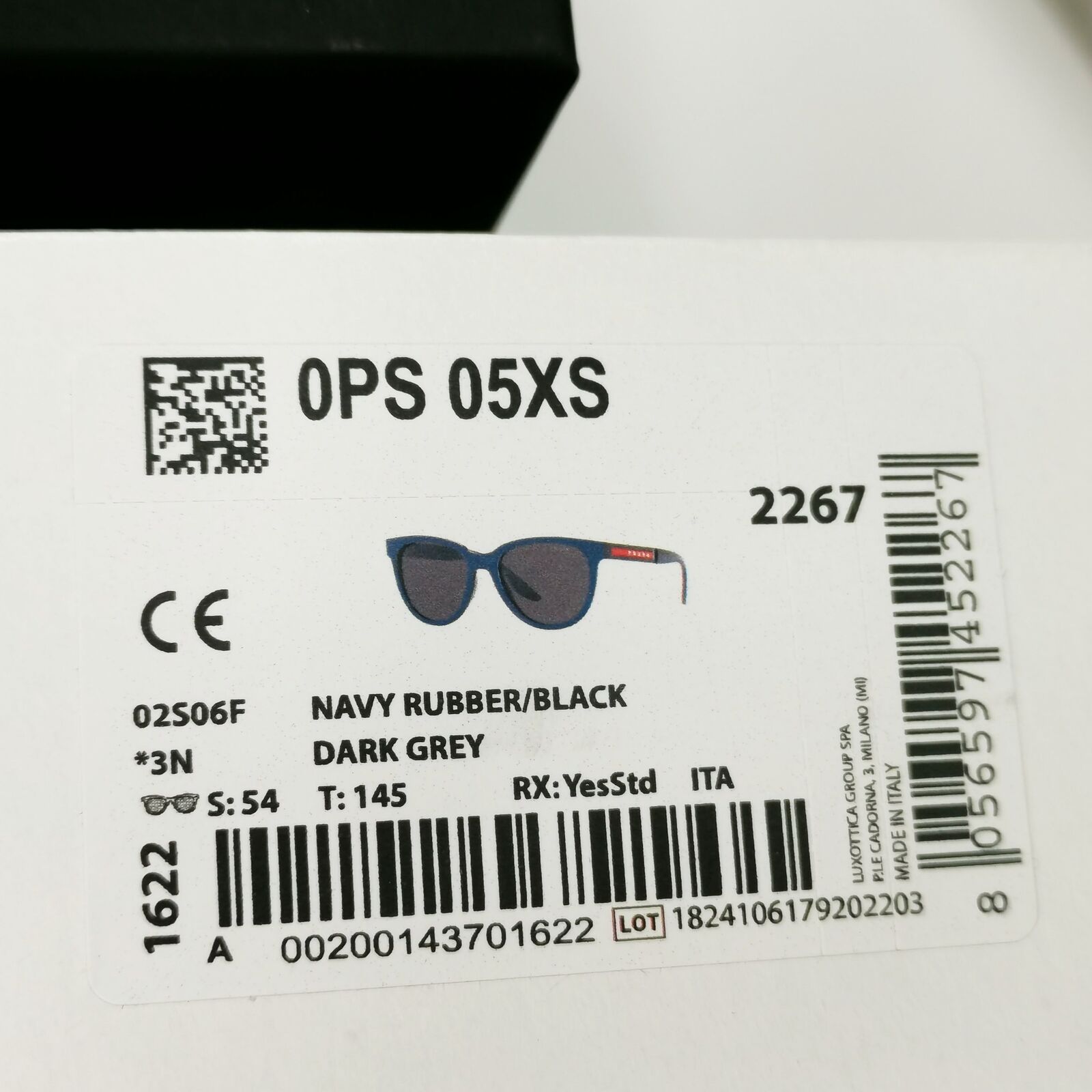 Prada Sunglasses Blue Black Navy Square Red Stripe PS05XS SPS 05X 02S-06F
