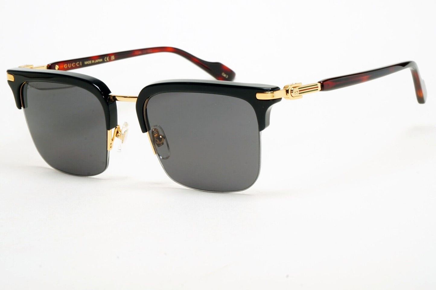 Gucci Sunglasses Gold Black Semi Rimless Square GG1363S 001 XL 53mm Japan