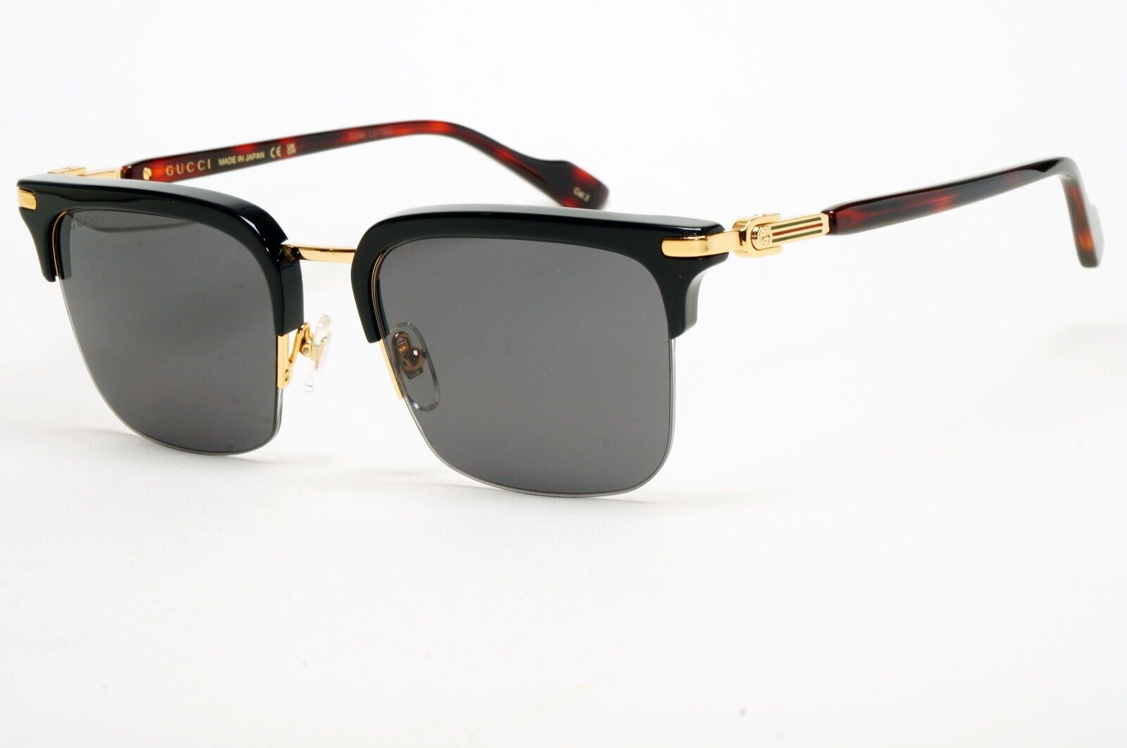 Gucci Sunglasses Gold Black Semi Rimless Square GG1363S 001 XL 53mm Japan