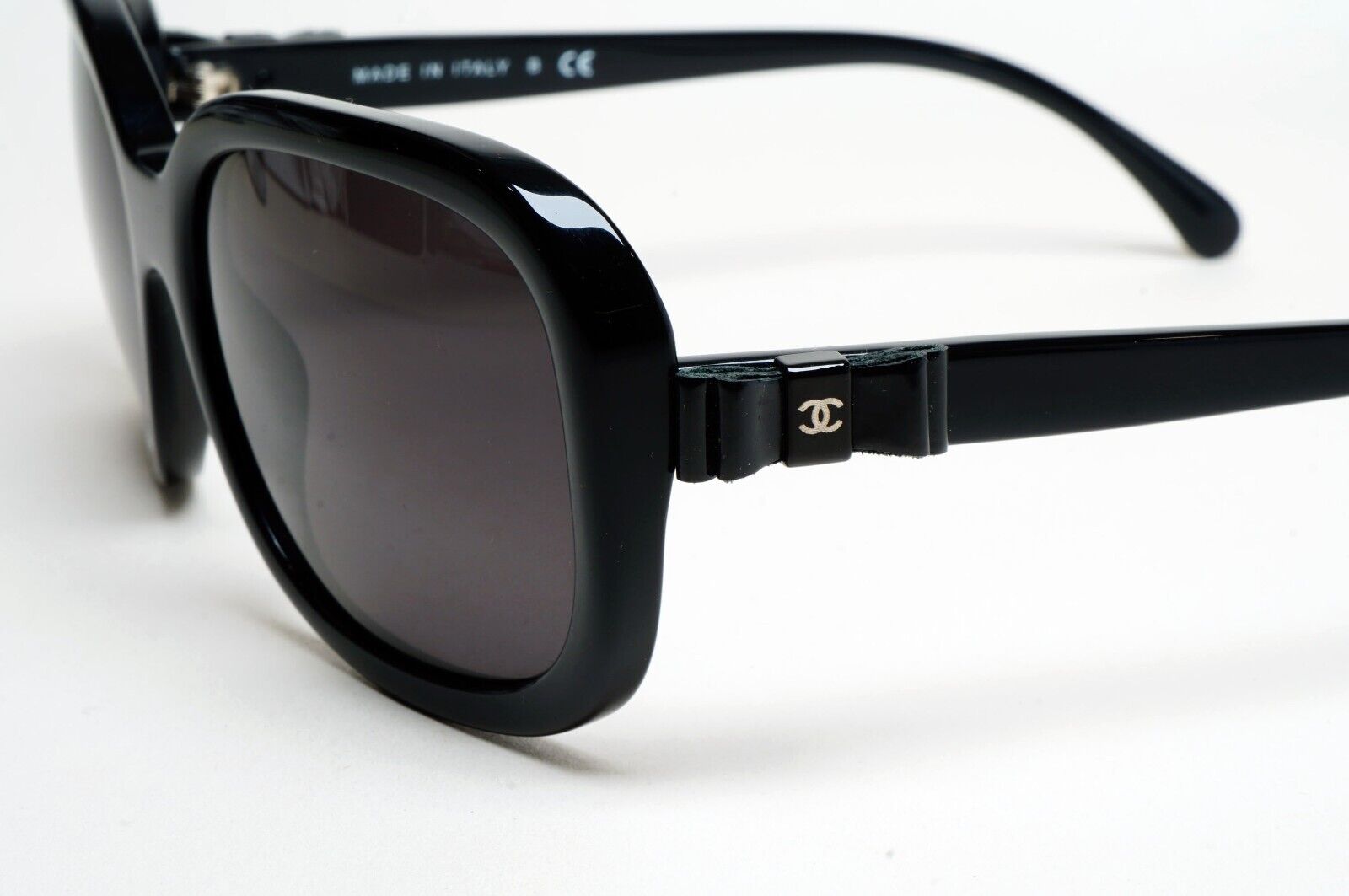 Chanel Sunglasses Leather Bow Black Glossy Square 5280-Q c501/S6 261124
