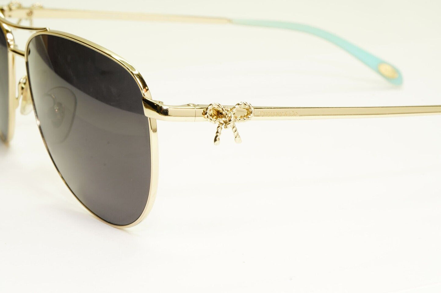 Tiffany & Co Gold Bow Rope Sunglasses Pilot Black Ribbons TF 3044 6021/64 30928A