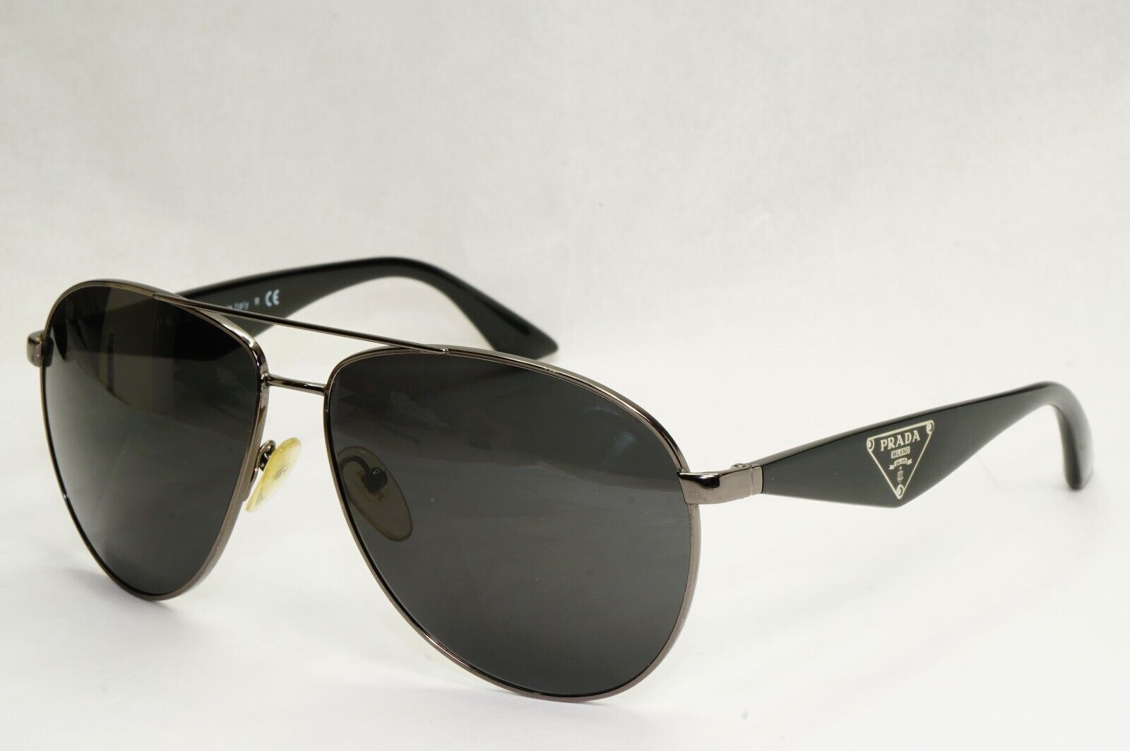 Prada Sunglasses Triangle Logo Pilot Gunmetal Black PR53QS SPR 53Q 5AV0A7 270324