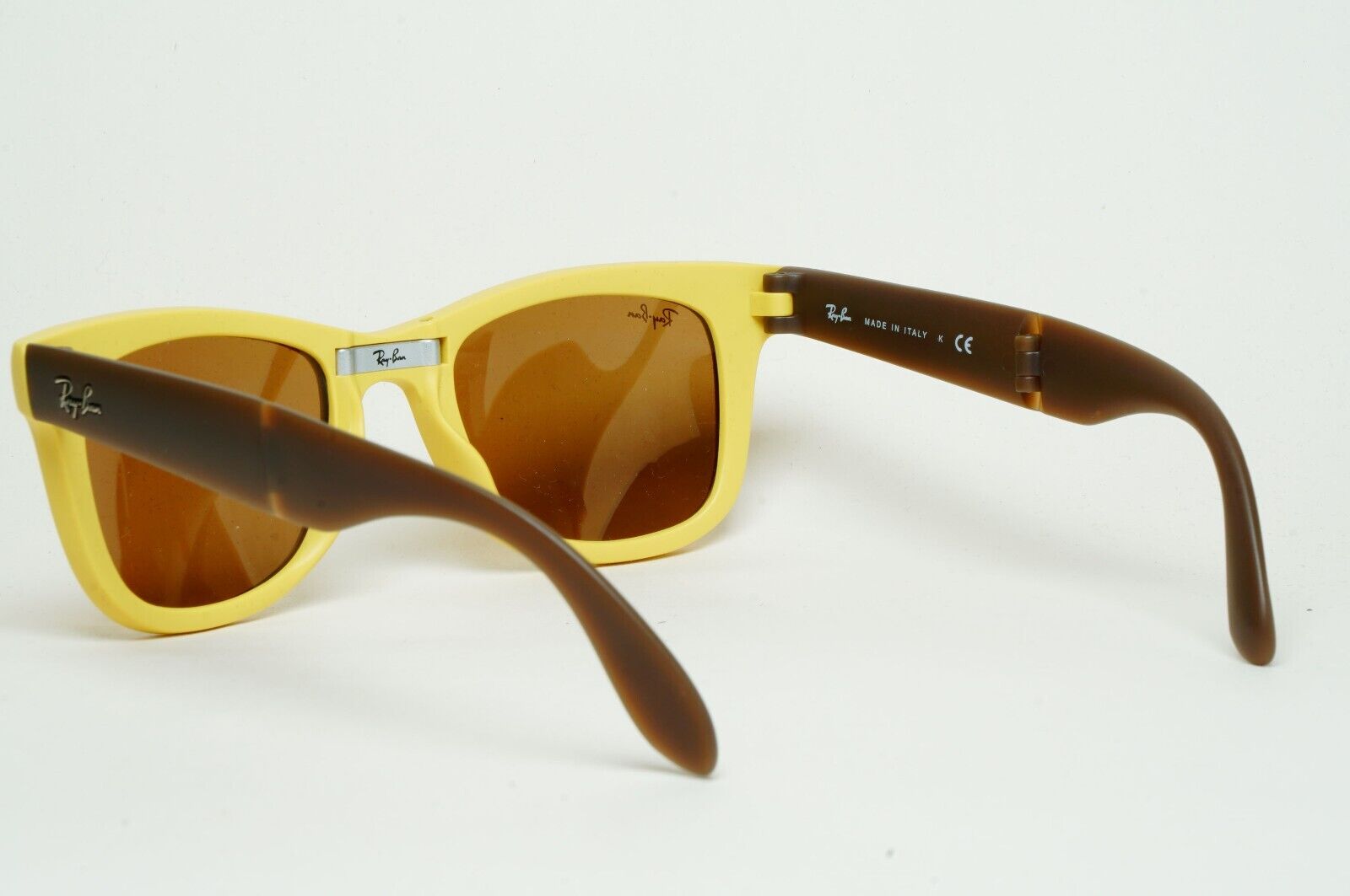Ray-Ban Sunglasses Folding Wayfarer Yellow Mirror Brown RB 4105 6051/93 50mm