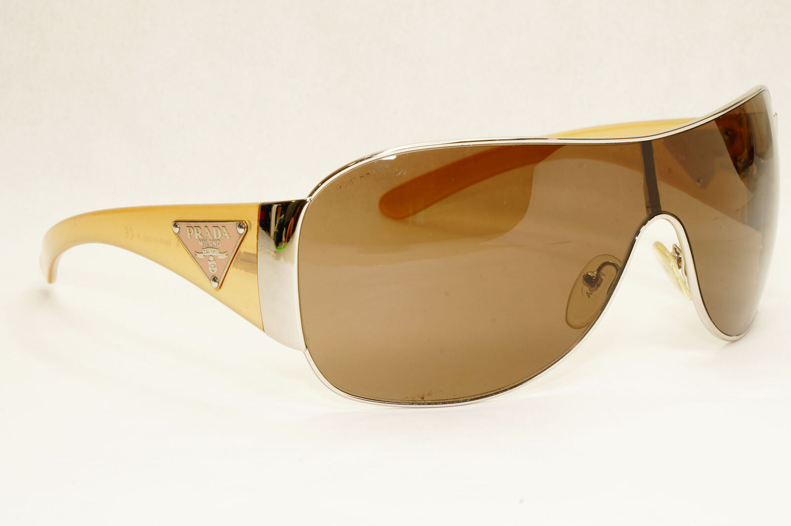 Prada Sunglasses 2010 Triangle Shield Silver Brown PR57LS SPR 57L 1BC-8C1 191223