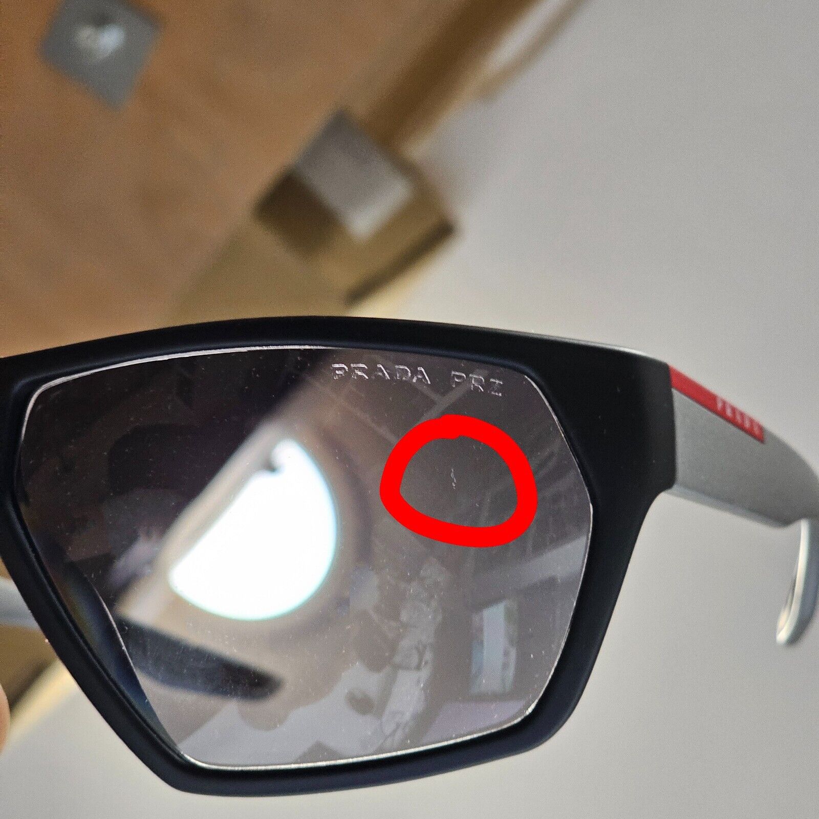Prada Sunglasses Polarized Black  Wrap Grey Rubber PS08US SPS 08U 453-5W1 [b]
