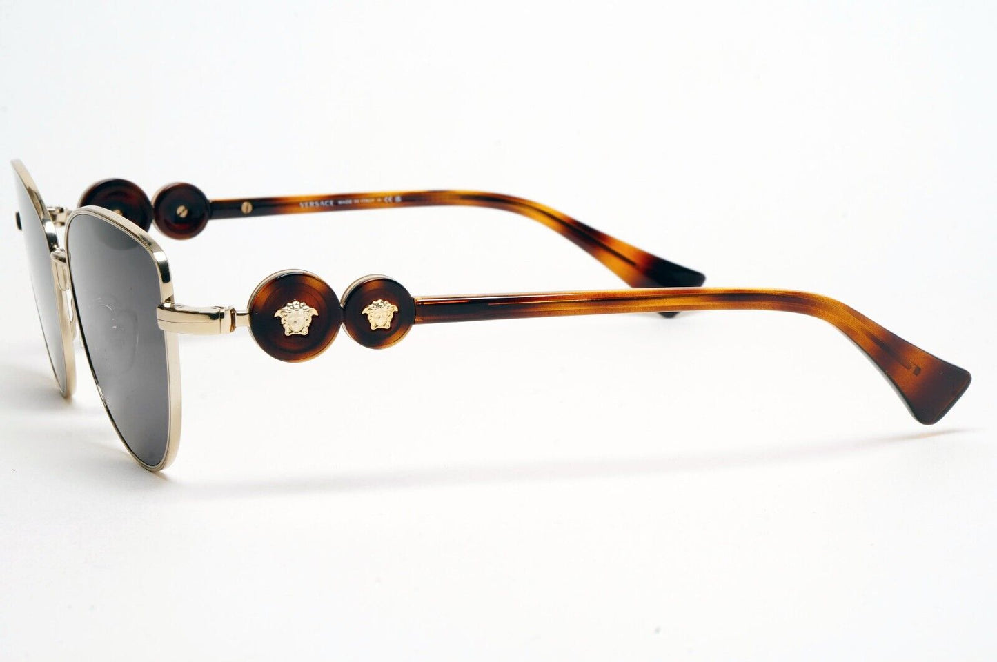 Versace Sunglasses Gold Medusa Black Brown Cat Eyee Metal MOD VE 1284 1489 55mm