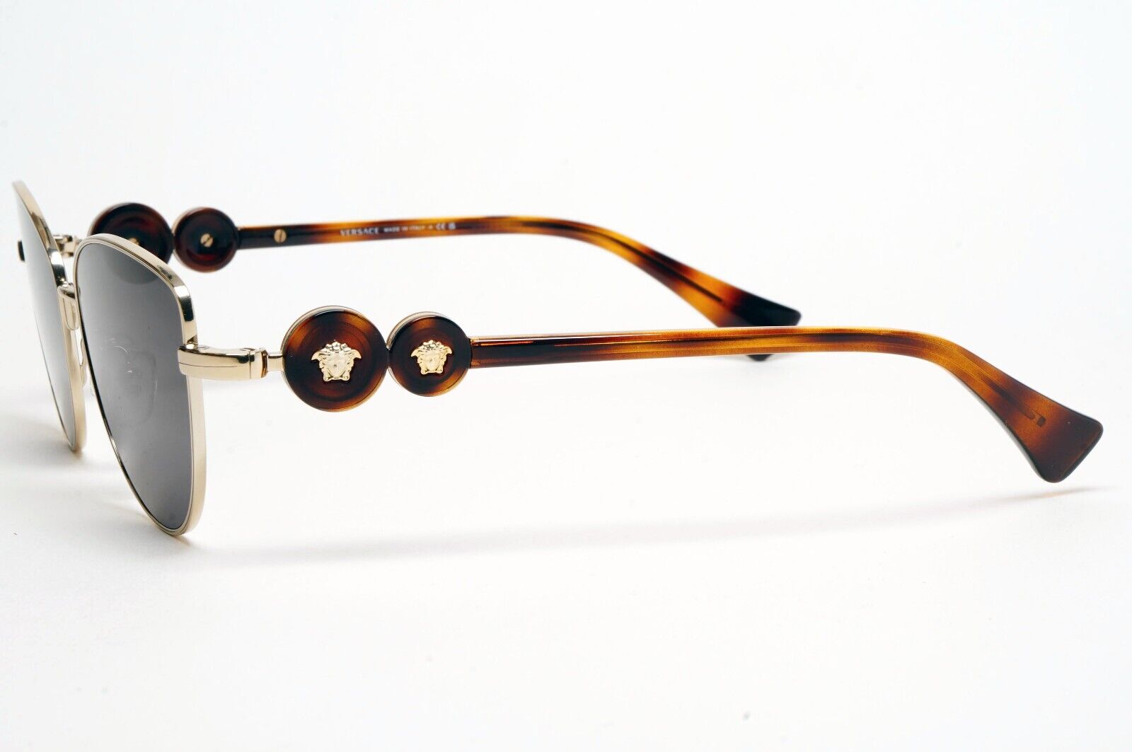 Versace Sunglasses Gold Medusa Black Brown Cat Eyee Metal MOD VE 1284 1489 55mm