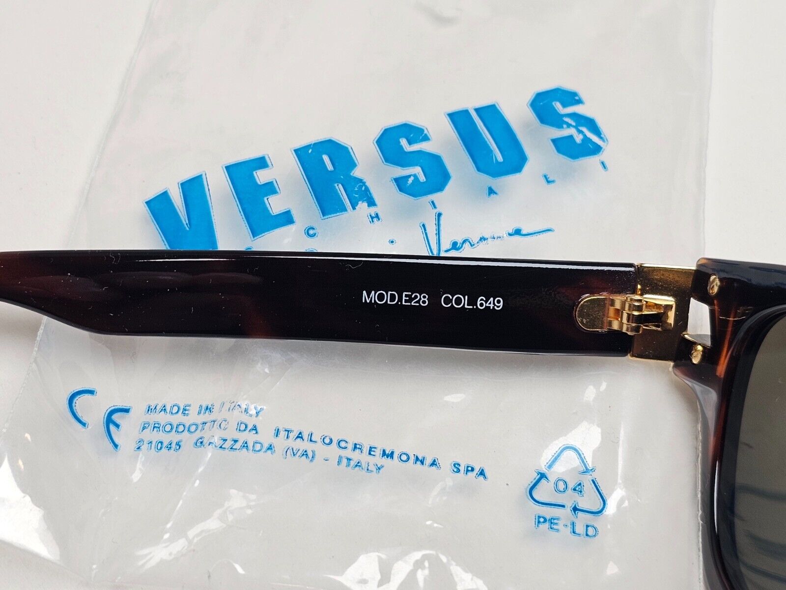 Versus Sunglasses 1996 by Gianni Versace Vintage Brown Gold MOD E28 COL 649