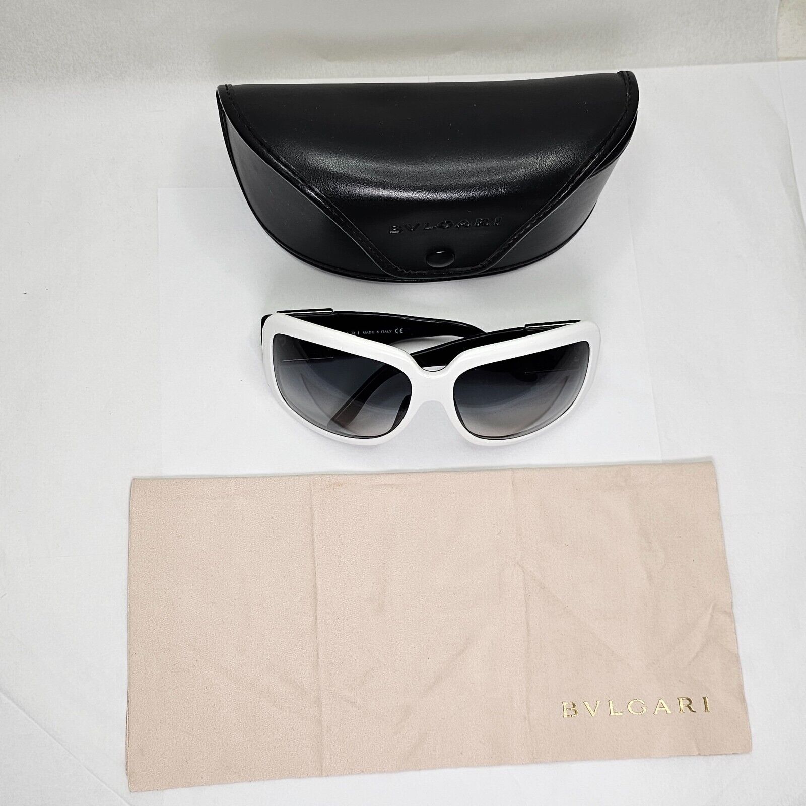Bvlgari Sunglasses 2008 Vintage White Black Grey Gradient 8024 882/8G 121223