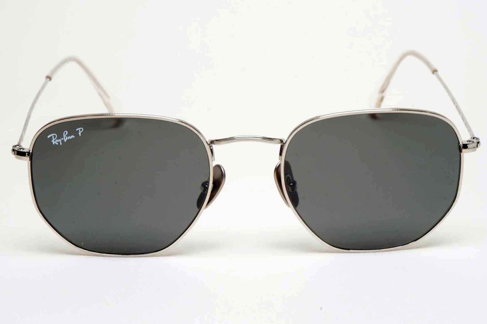 Ray-Ban Sunglasses Hexagonal Titanium Polarised Silver Black RB 8148 9209/48 54m