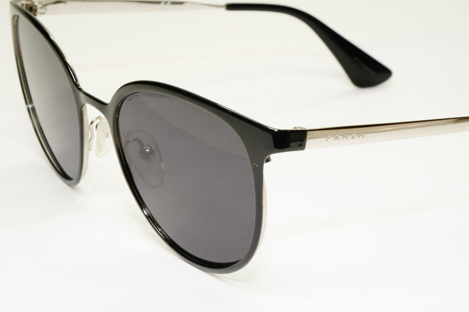 Prada Sunglasses Black Silver Metal Square Panto PR53TV VPR 53T 1AB-1O1 180323