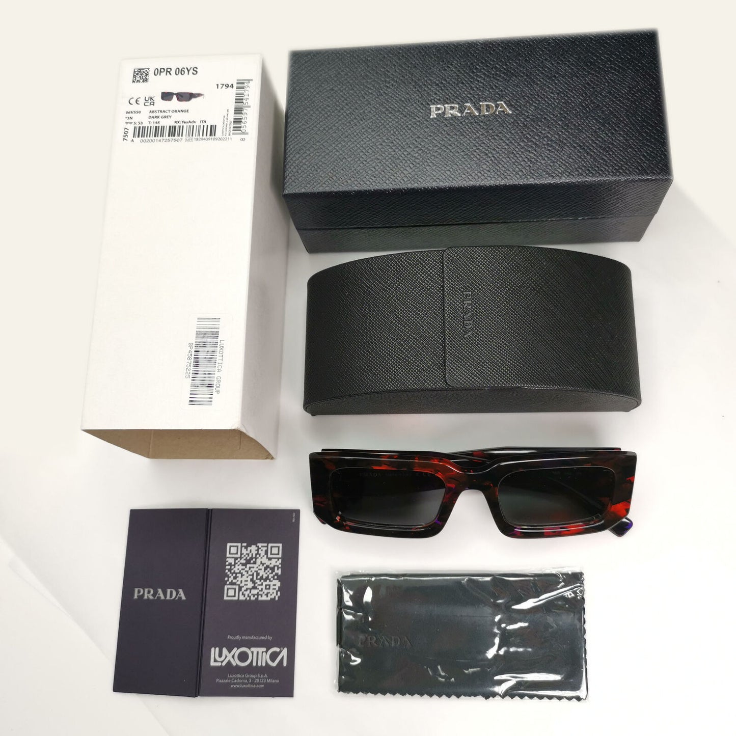 Prada Sunglasses Symbole Black Orange Blue Grey Square PR06YS SPR 06Y 06V-5S0
