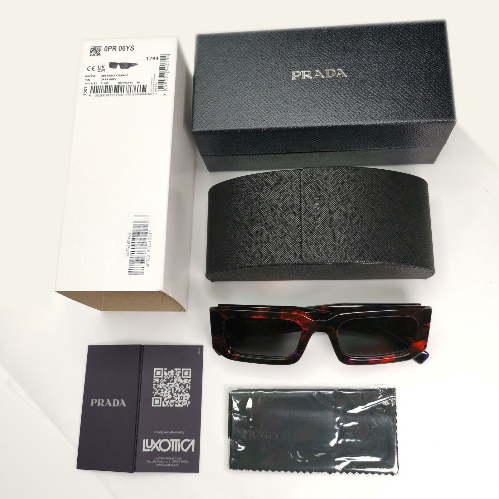 Prada Sunglasses Symbole Black Orange Blue Grey Square PR06YS SPR 06Y 06V-5S0