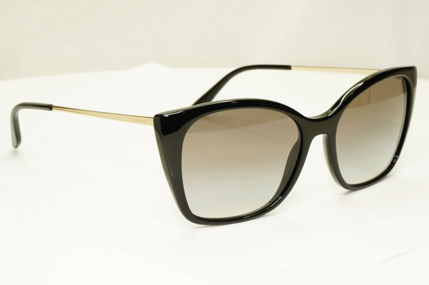 Prada Gold Black Sunglasses Smoke Grey Gradient Square SPR 12X 1AB-0A7 PR12XS A