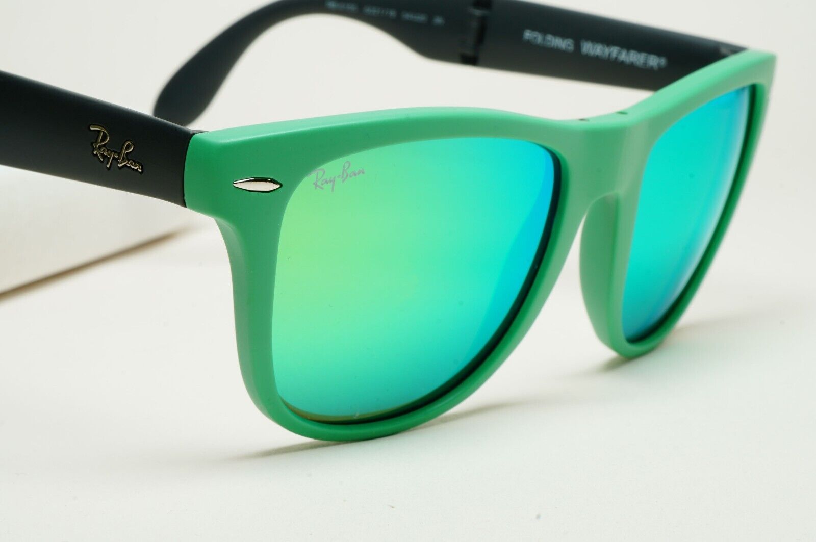Ray-Ban Sunglasses Folding Wayfarer Green Mirror Black RB 4105 6021/19 54mm