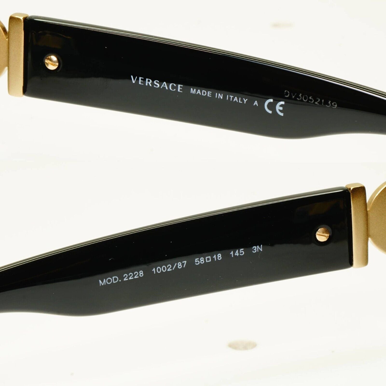 Versace Sunglasses Black Gold Medusa Angular Navigator MOD VE 2228 1002/87 58mm