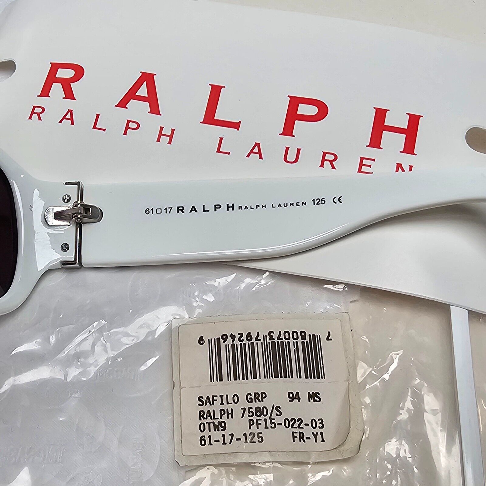 Ralph Lauren Sunglasses 2006 Vintage White Grey Wrap Unisex 7580/S TW9Y1 211124