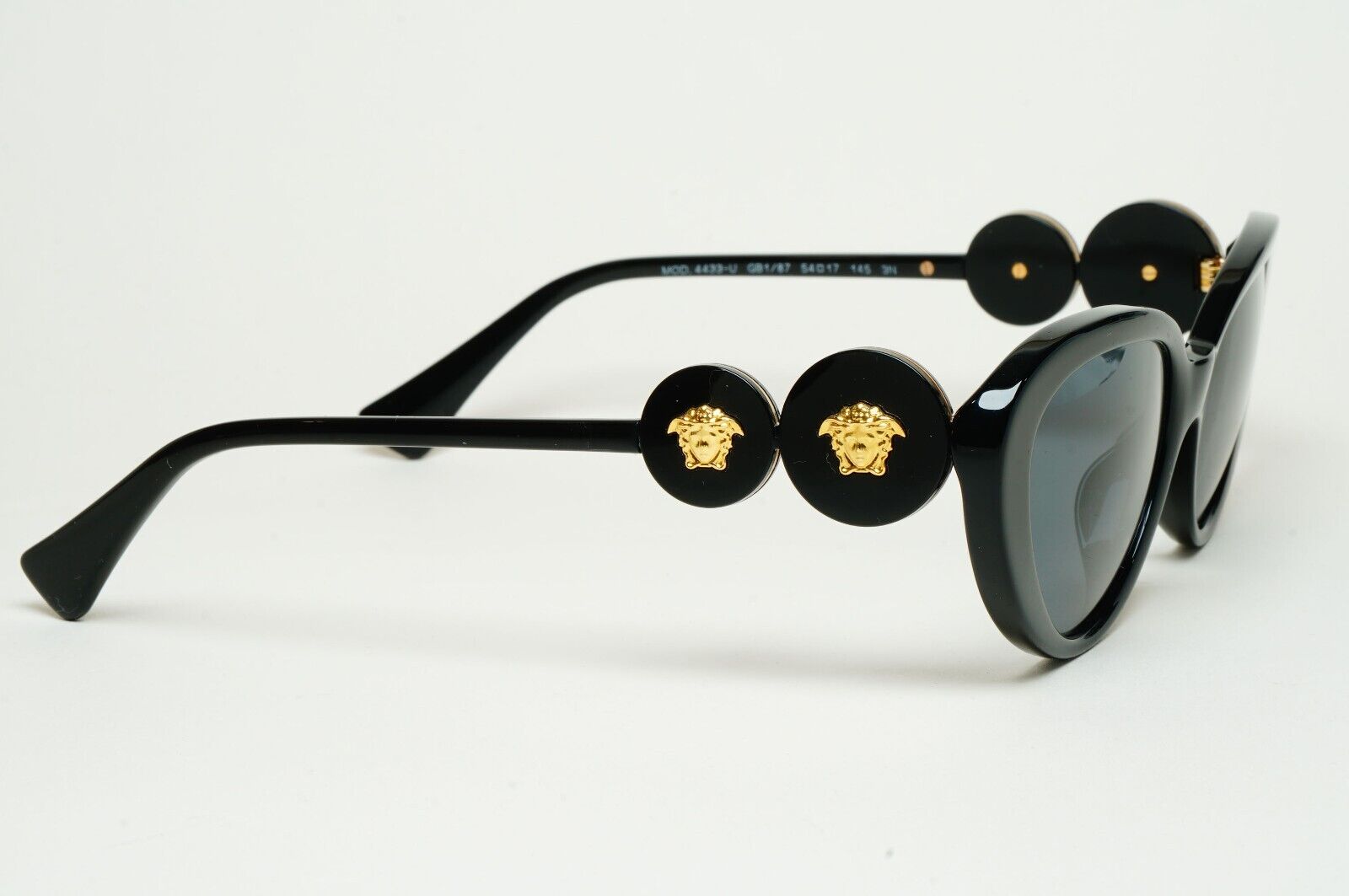 Versace Sunglasses Black Cat Eye Gold Medusa MOD VE 4433-U GB1/87 54mm