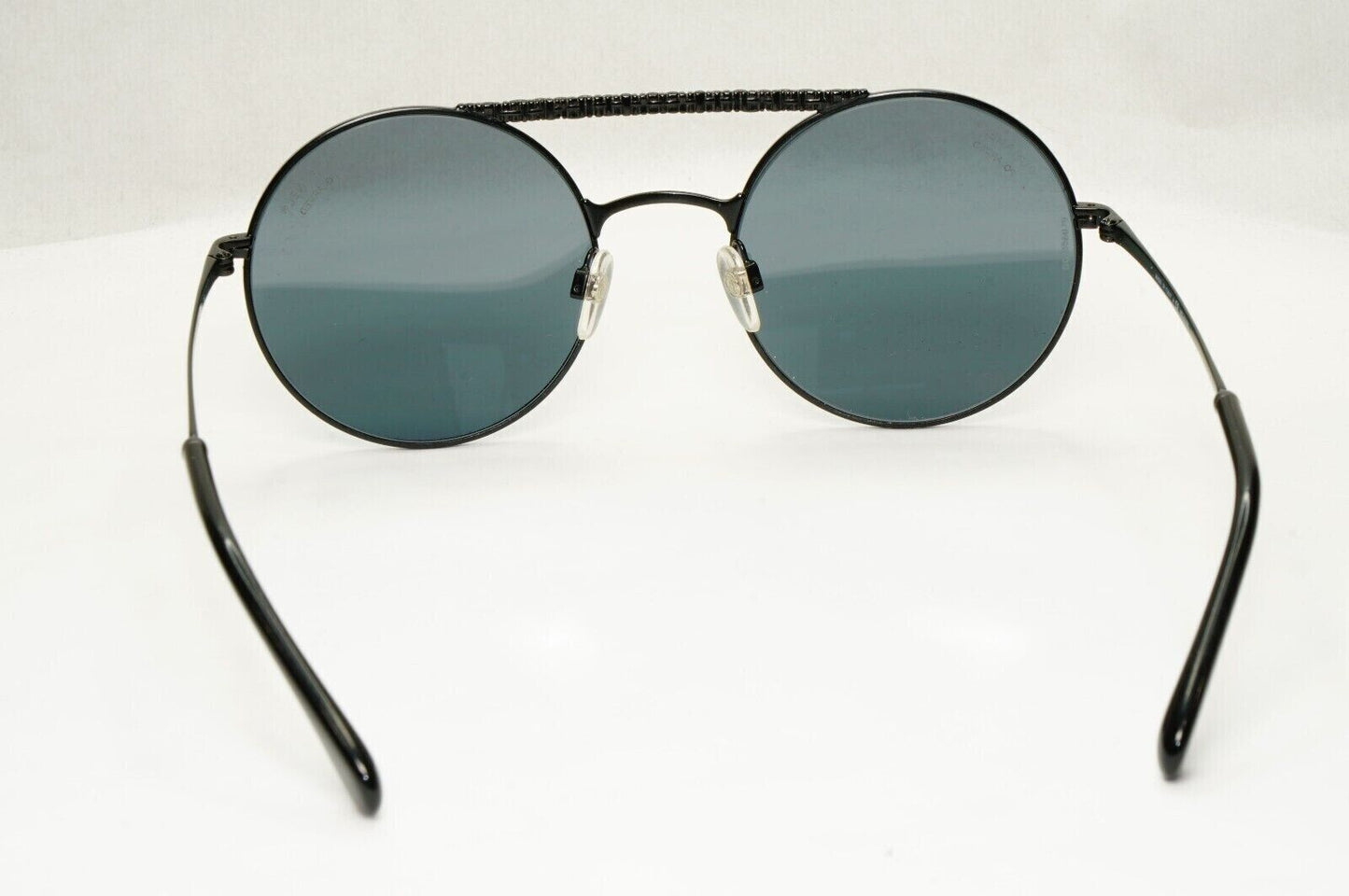 Chanel Black Polarized Sunglasses Round Metal Pilot Grey 4232 c.101/T8