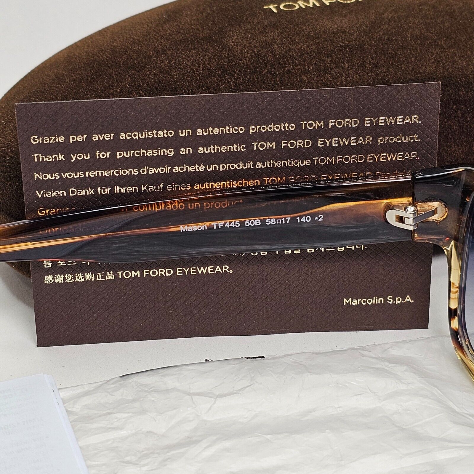 Tom Ford Sunglasses Mason Honey Brown Transparent Grey FT0445 TF 445 50B 58mm