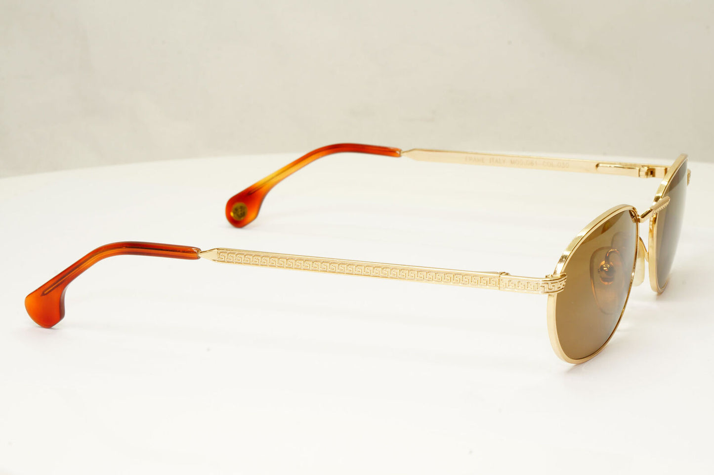 Gianni Versace 1995 Vintage Gold Meander Brown Metal Sunglasses MOD G61 COL 030