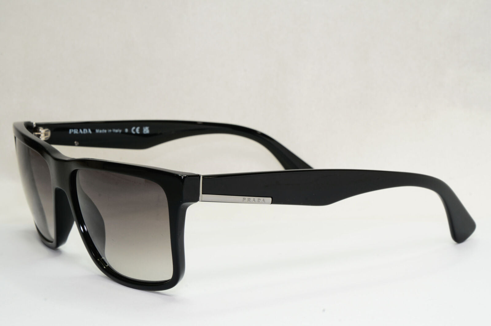 Prada Sunglasses Black Grey Gradient Square Glossy PR19SS SPR 19S 1AB-0A7 59mm