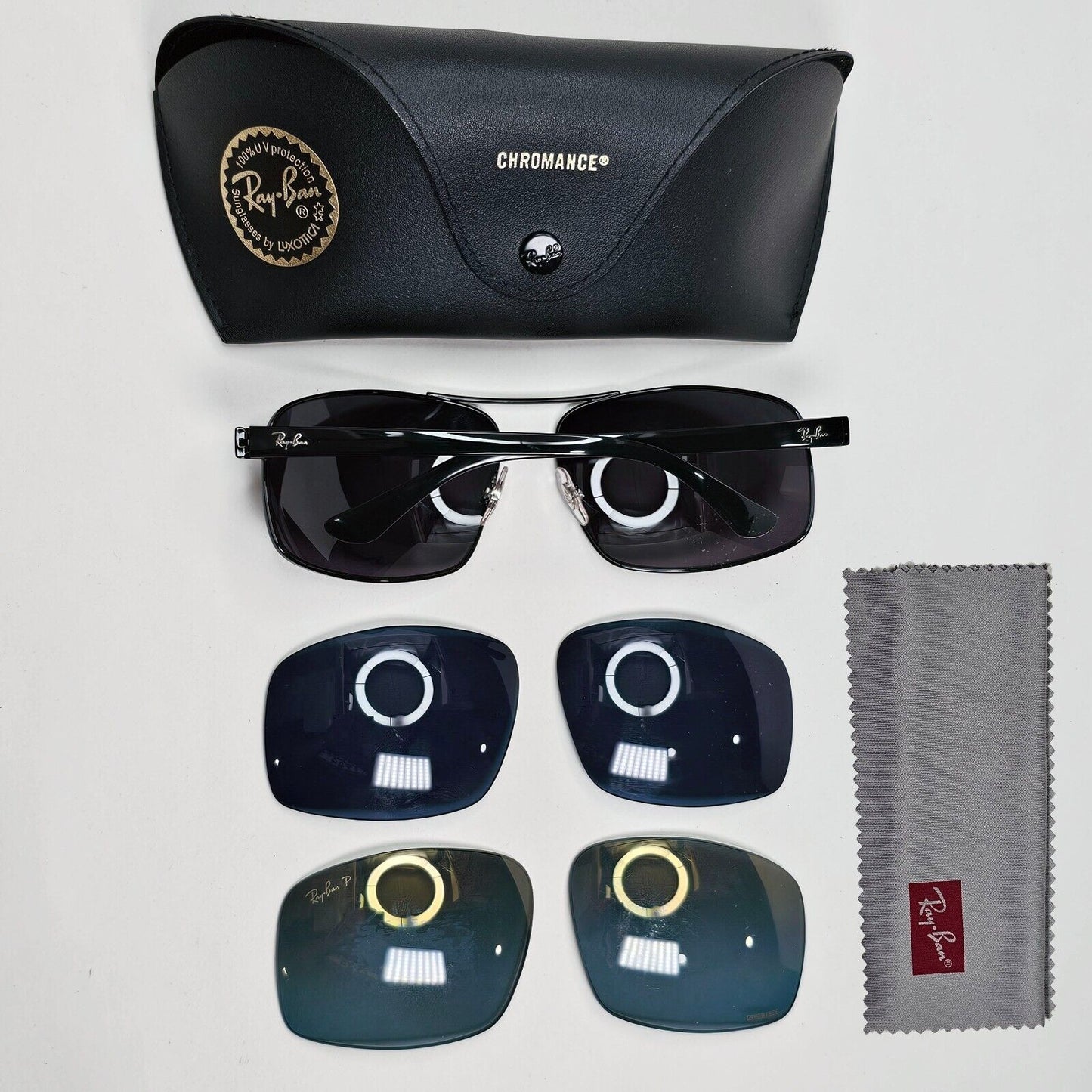 Ray-Ban Sunglasses with Custom Lenses Black Wrap RB 3604-CH 002/J0 62mm 260724