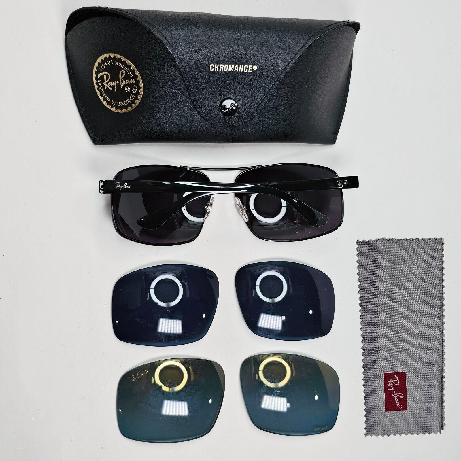 Ray-Ban Sunglasses with Custom Lenses Black Wrap RB 3604-CH 002/J0 62mm 260724