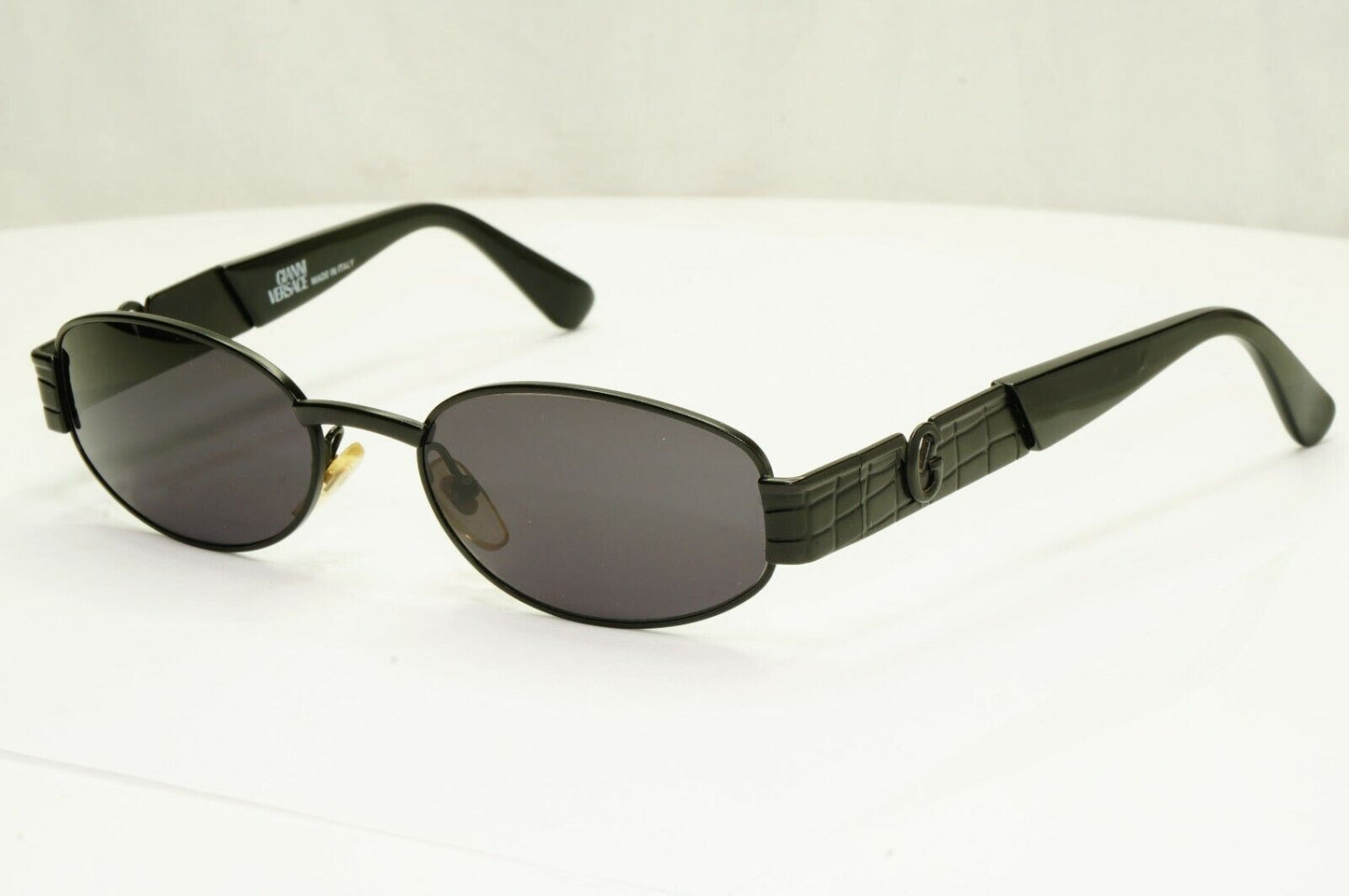 Gianni Versace 1996 Vintage Black Rectangle Metal Sunglasses MOD S20 COL 028