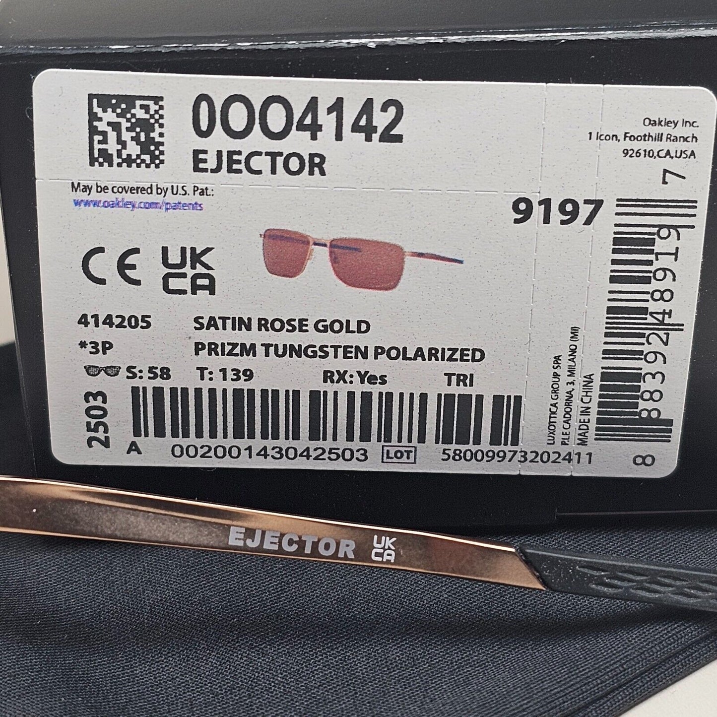 Oakley Sunglasses Ejector Polarized Satin Rose Gold Tungsten Brown  OO 4142 05