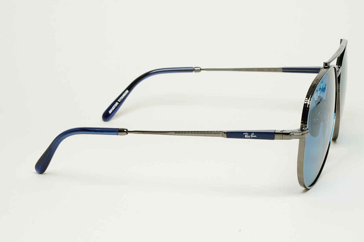 Ray-Ban Sunglasses Aviator Titanium Polarised Gunmetal Blue RB 8225 3142/S2 62mm