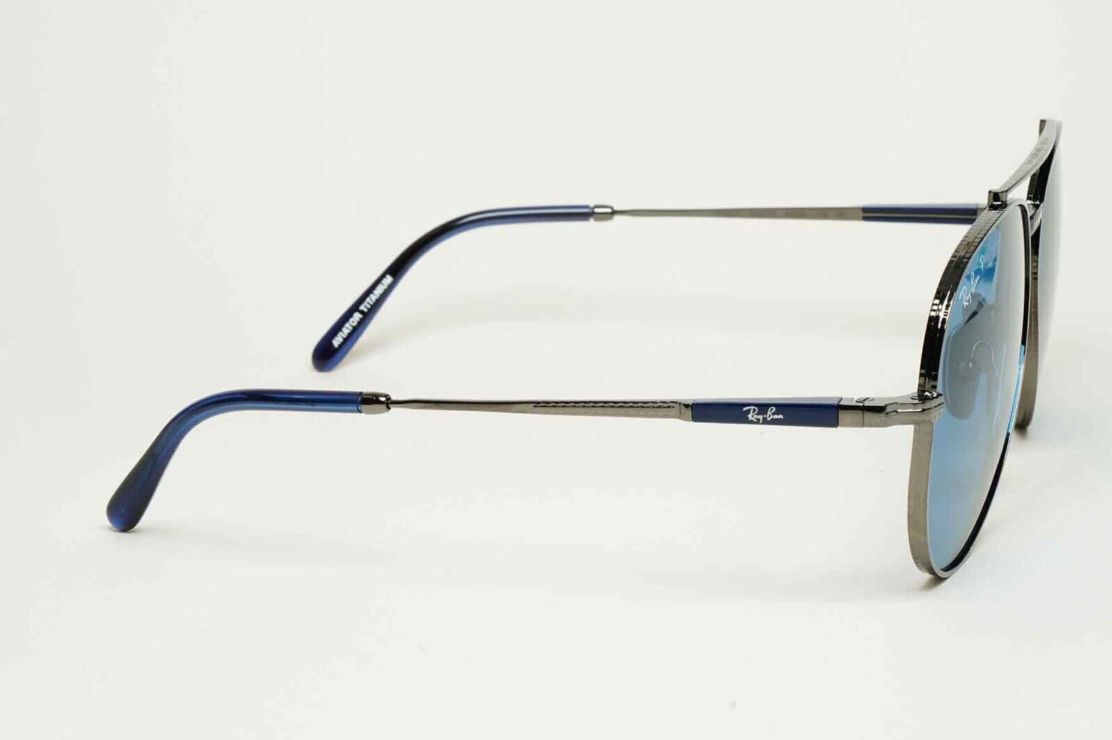 Ray-Ban Sunglasses Aviator Titanium Polarised Gunmetal Blue RB 8225 3142/S2 62mm