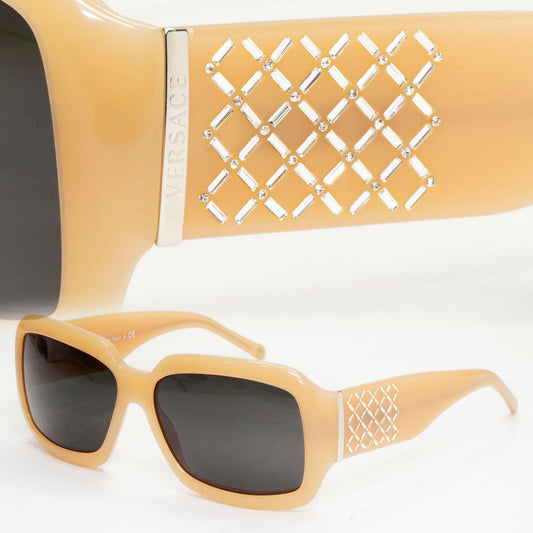 Versace Sunglasses Beige Nude Square Crystal Black MOD VE 4147-B 329/13 141223