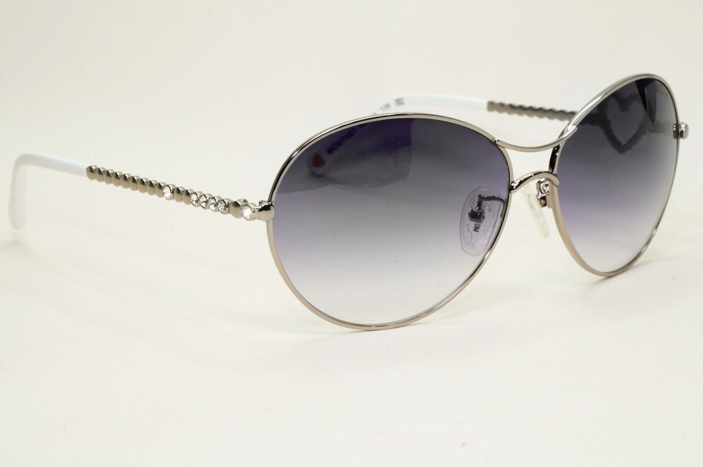 Moschino Sunglasses 2005 Vintage Gunmetal Grey Heart Crystal MO574 01 101124