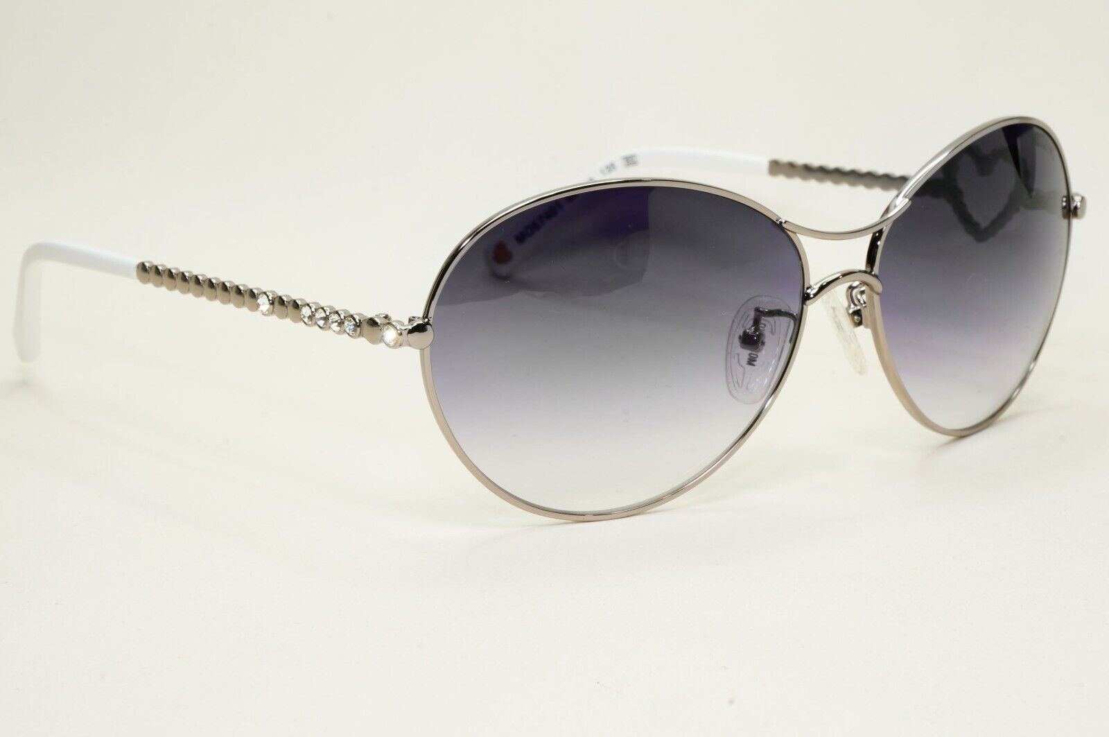 Moschino Sunglasses 2005 Vintage Gunmetal Grey Heart Crystal MO574 01 101124