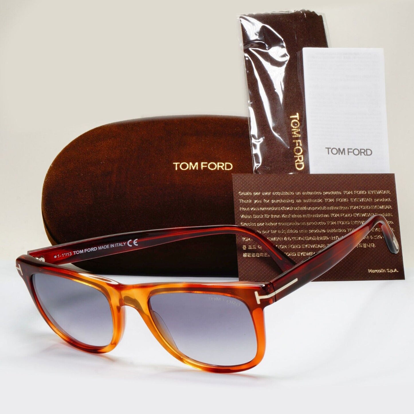 Tom Ford Sunglasses Leo Brown Honey Havana Grey Gradient FT0336 TF 336 52B 52mm
