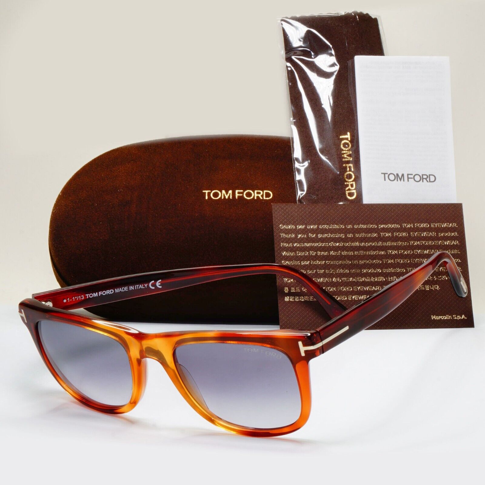 Tom Ford Sunglasses Leo Brown Honey Havana Grey Gradient FT0336 TF 336 52B 52mm