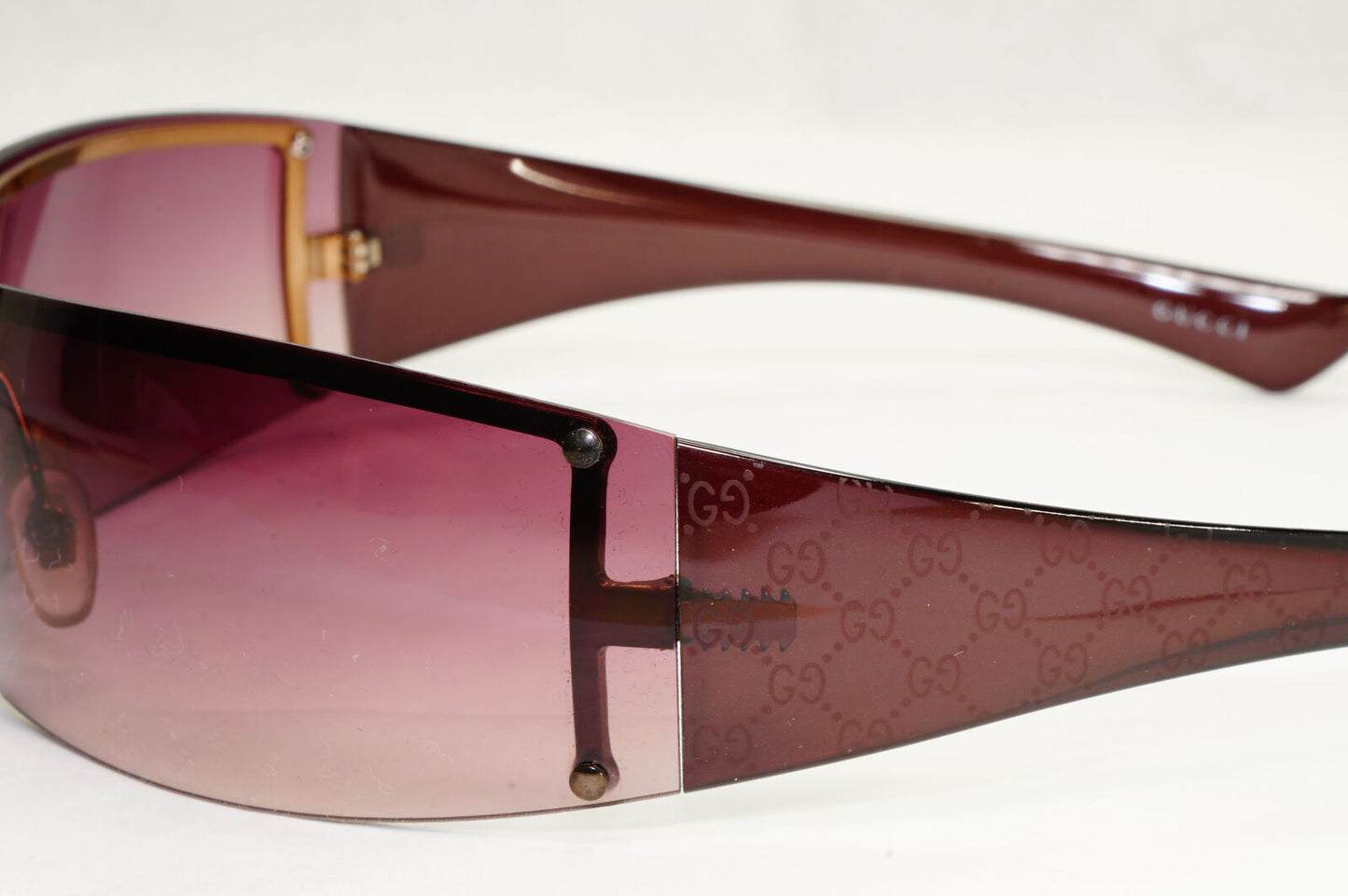 Gucci Monogram Sunglasses 2006 Vintage Shield Unisex Brown GG 1824 RHA94 191223