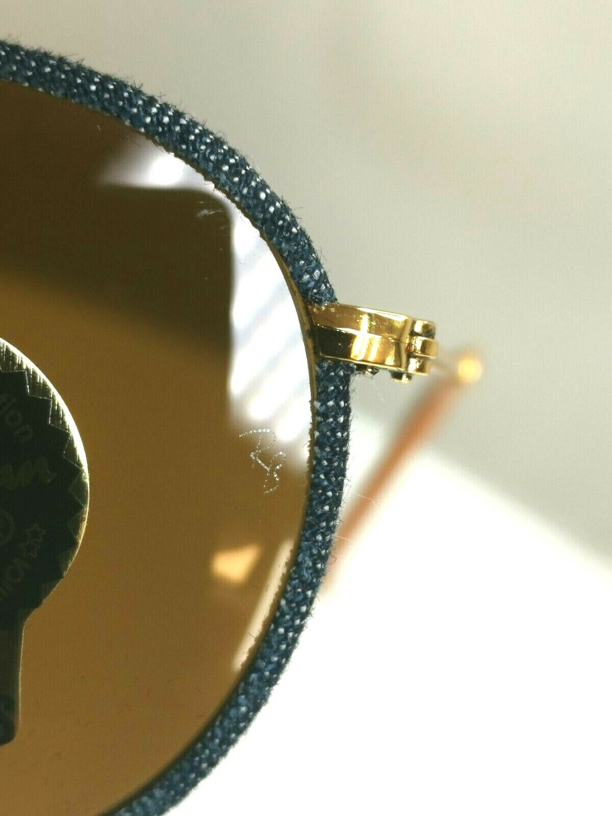 Ray-Ban Round Gold Sunglasses Blue Brown Craft Denim RB 3475-Q 9192/33 30674