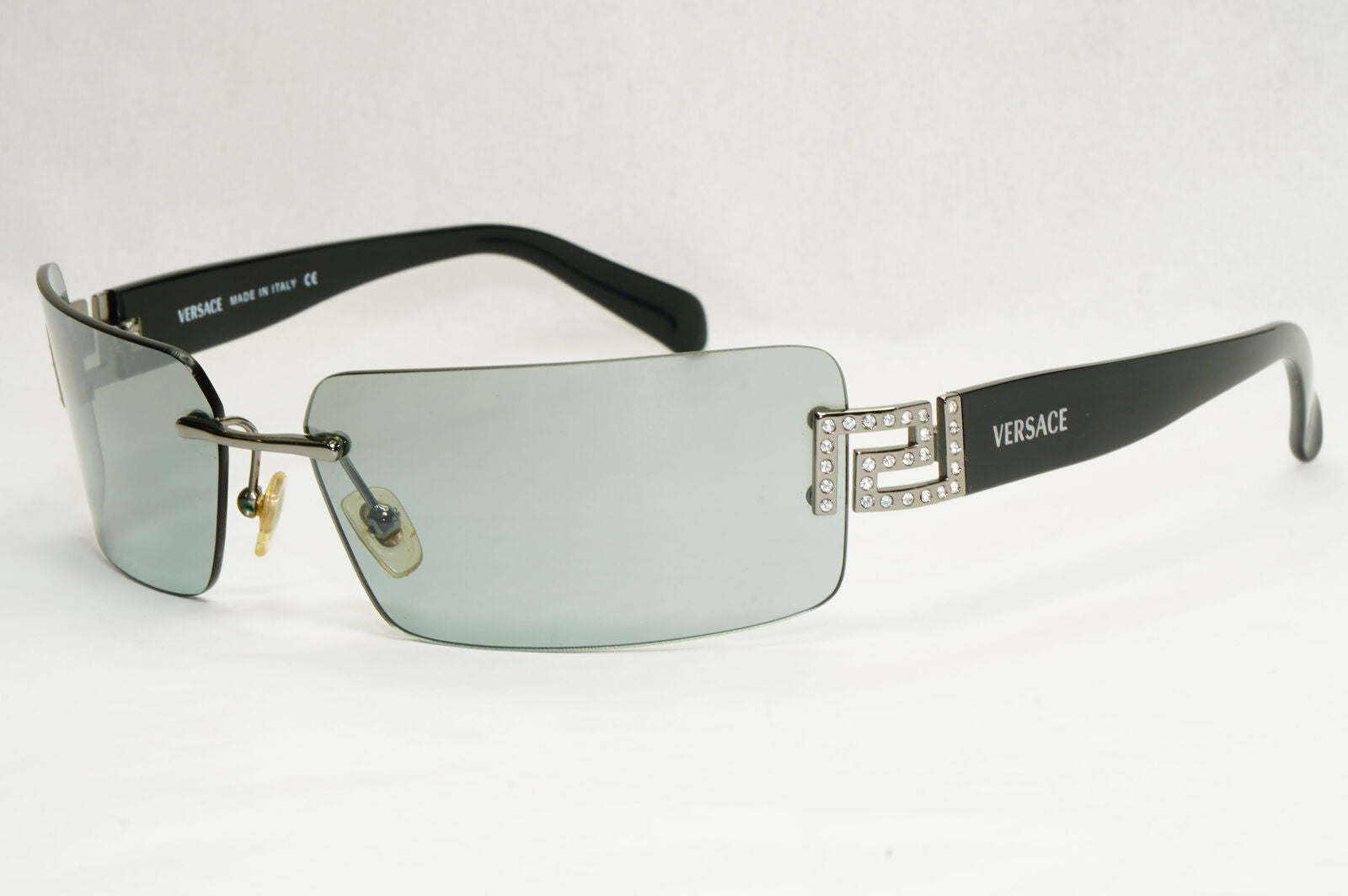 Versace Sunglasses 2004 Vintage Black Grey Mirror Rimless 2010-B 1001/88 140124