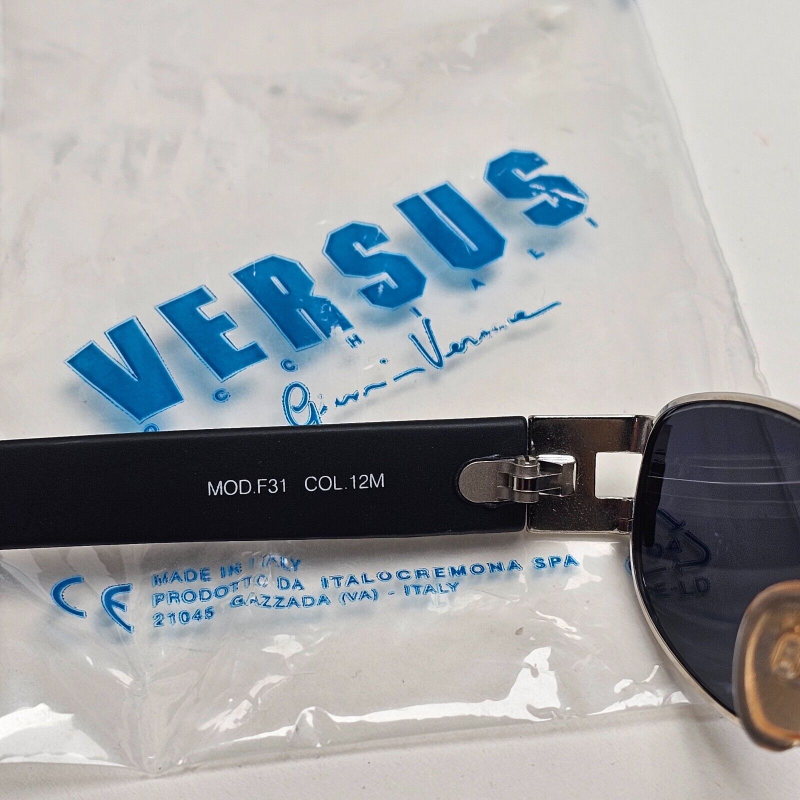 Versus Sunglasses 1996 by Gianni Versace Vintage Silver Black MOD F31 COL 12M