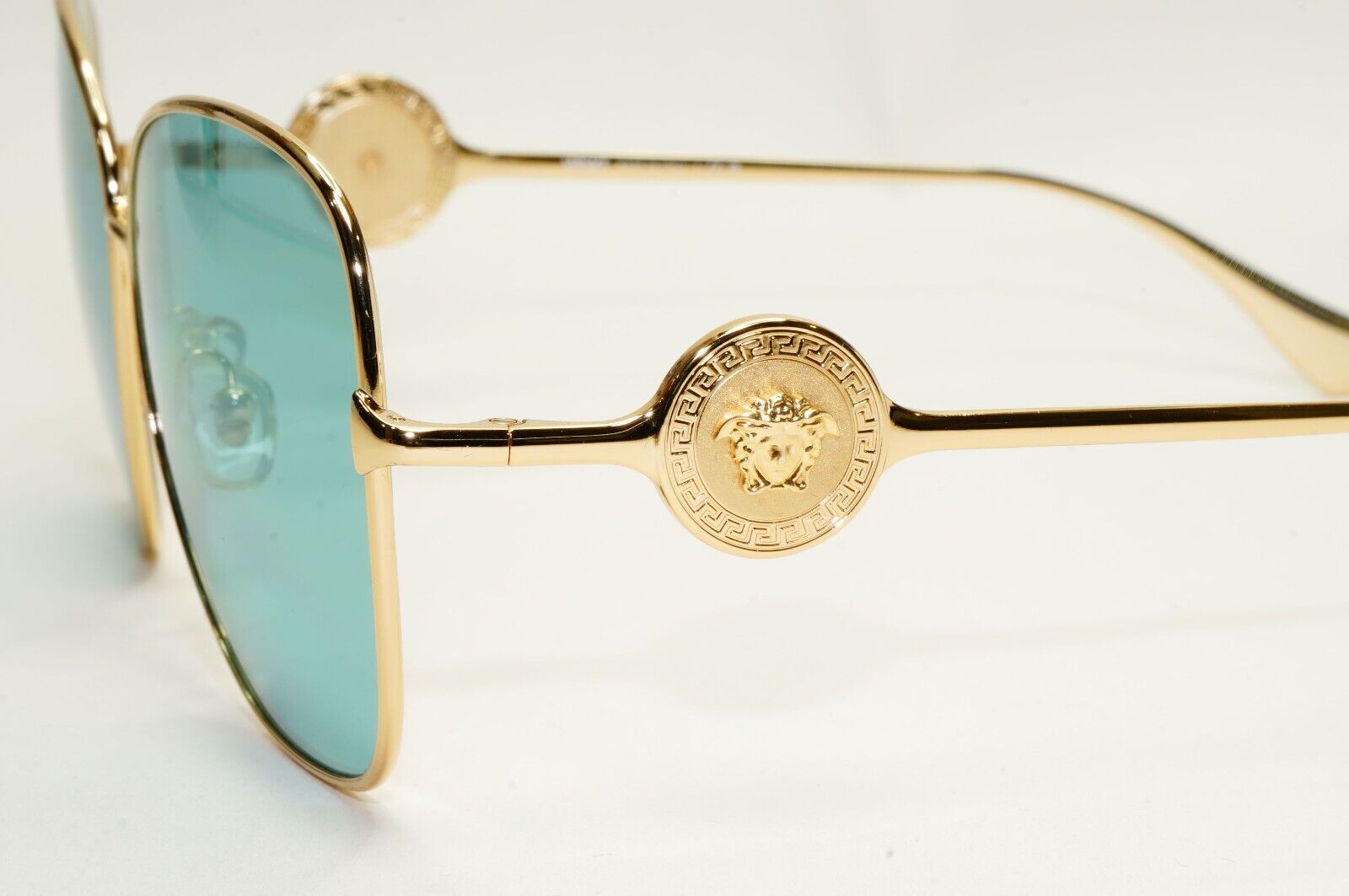 Versace Sunglasses Gold Medusa Large Square Azure Green MOD VE 2256 1002/9C 60mm