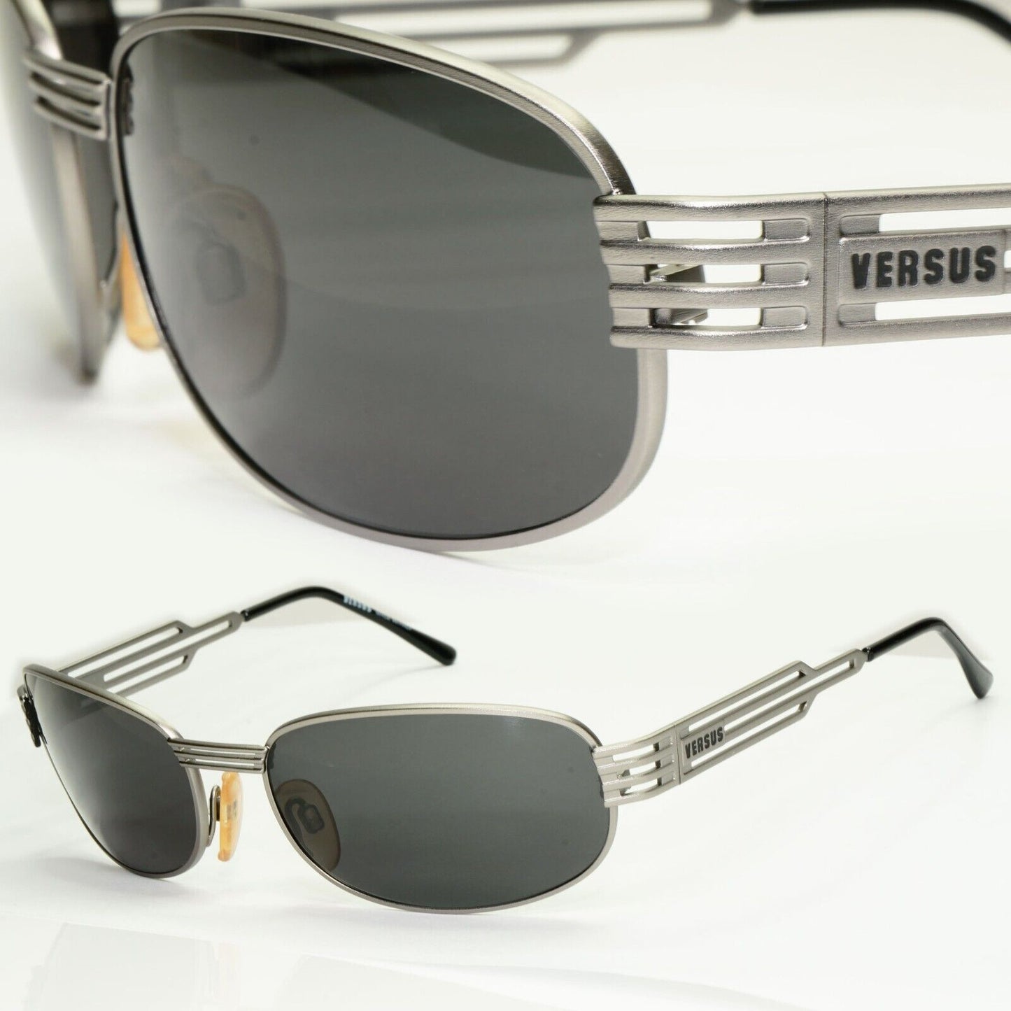 Versus 1996 by Gianni Versace Vintage Silver Black Sunglasses MOD F36 COL 77M