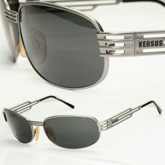 Versus 1996 by Gianni Versace Vintage Silver Black Sunglasses MOD F36 COL 77M