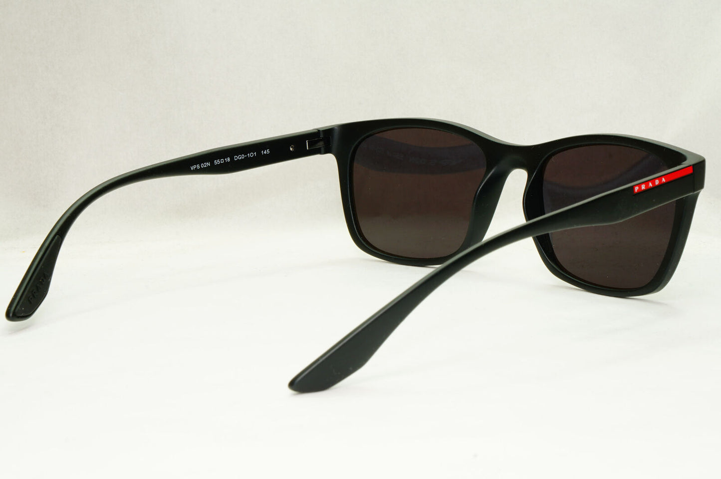 Prada Sunglasses Black Square Rubber Mens PS02NV VPS 02N DG0-1O1 55mm 290923