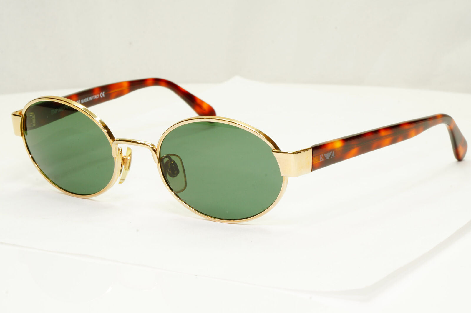 Emporio Armani 1997 Vintage Sunglasses Green Gold Eagle Oval Metal 081-S 743