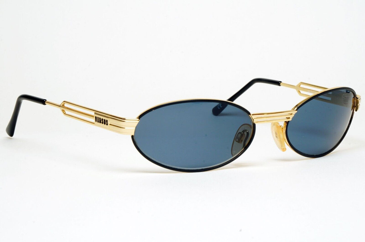 Versus Sunglasses 1996 by Gianni Versace Vintage Gold Oval Grey MOD F34 COL 09M
