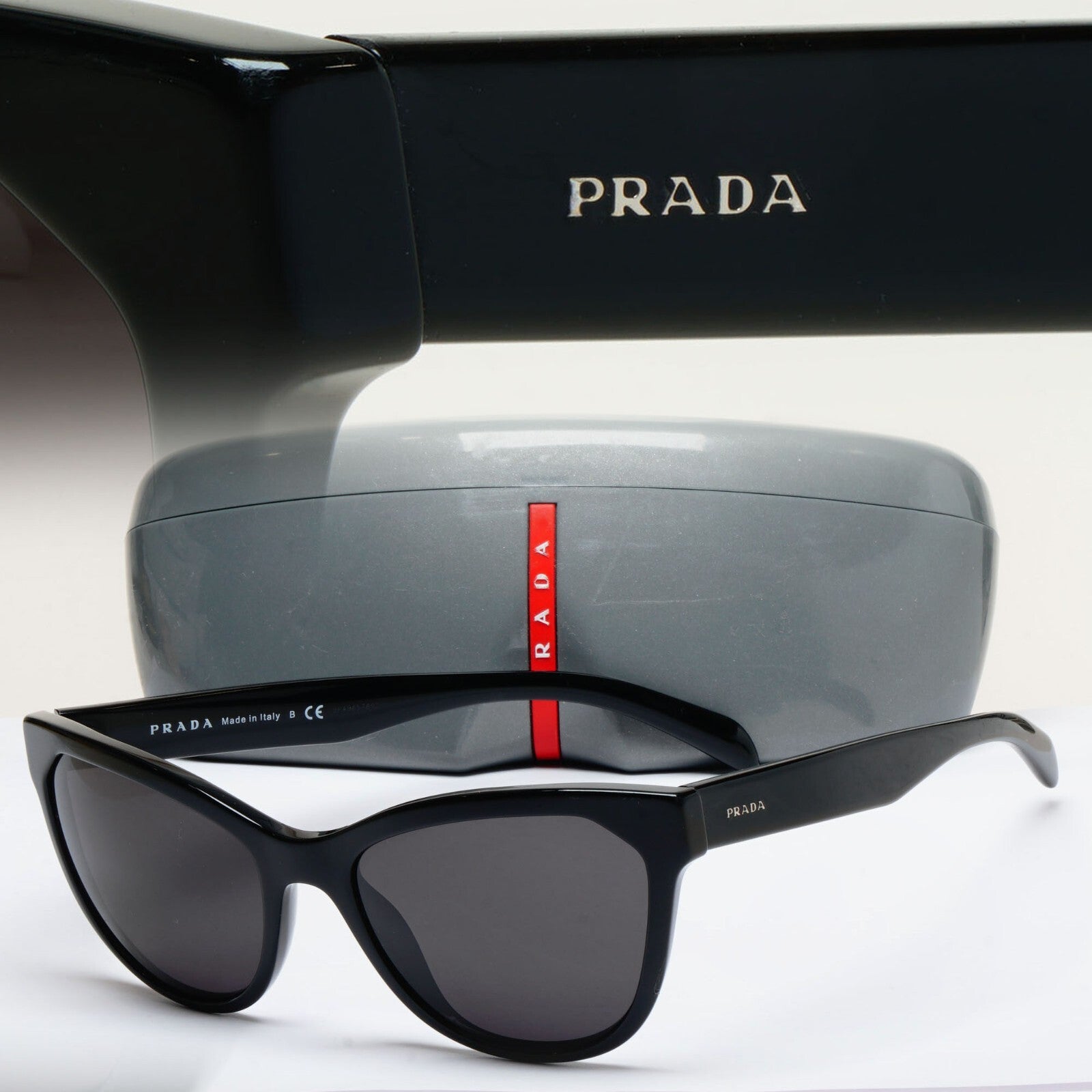 Prada Sunglasses 2015 Black Cat Eye Square PR15VS SPR 15V 1AB-5S0 56mm 100325